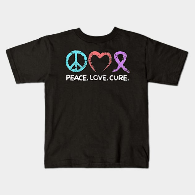 Peace love cure Cancer Awareness month Kids T-Shirt by Caskara